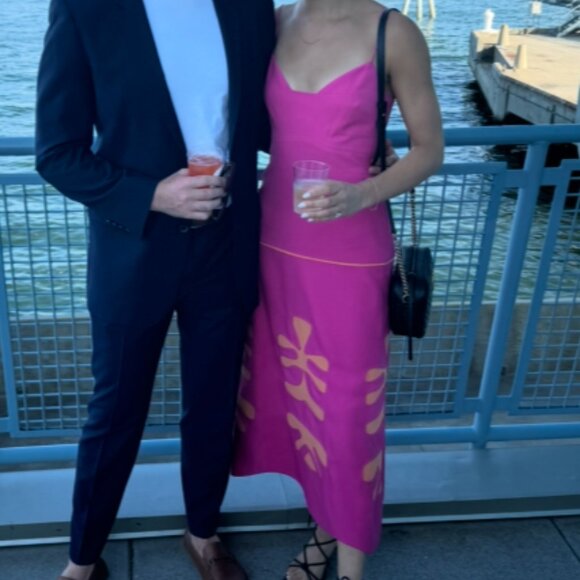 ALEXIS Nalory Midi Dress Hibiscus Pink Orange - Picture 2 of 3